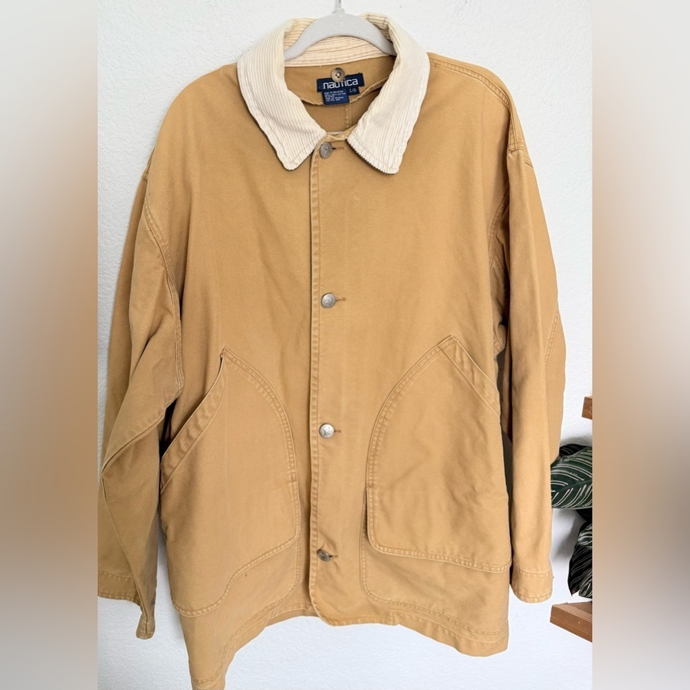 Nautica Vintage 90s Chore Barn Jacket Field Utility Corduroy Collar Western